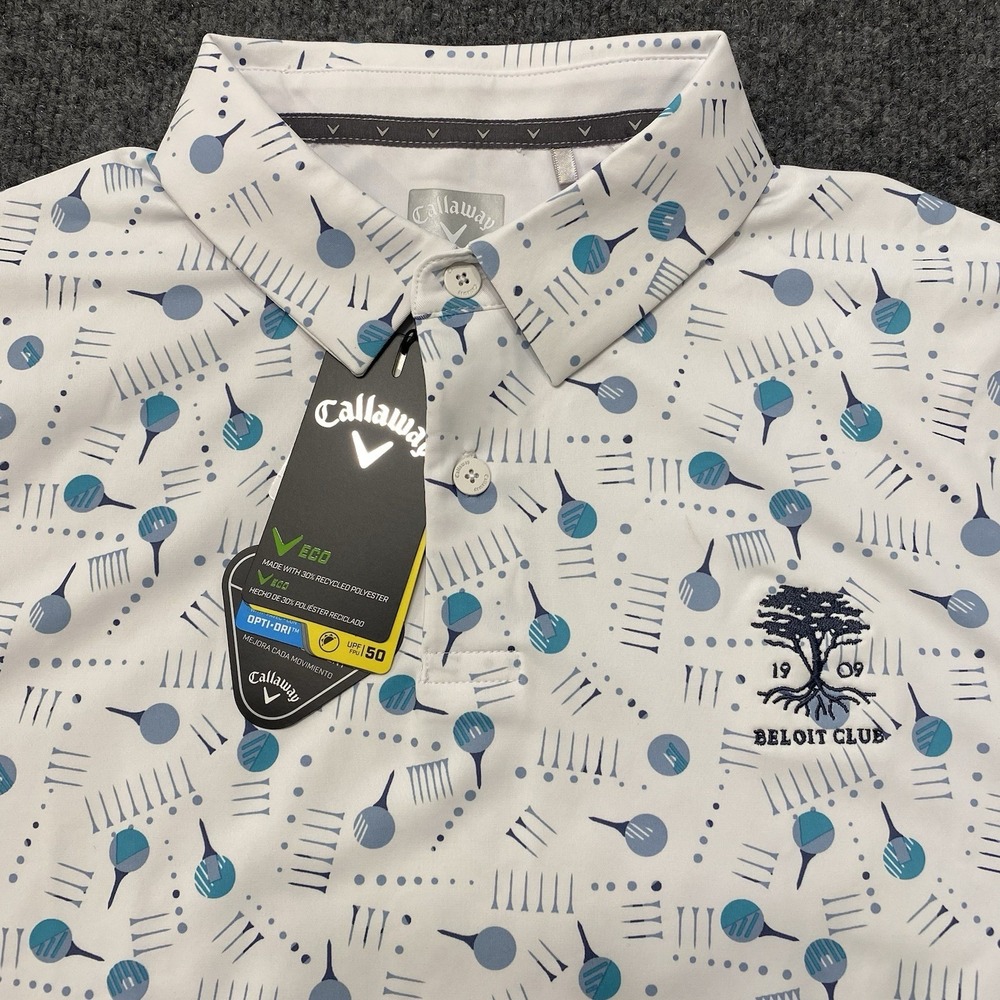 Callaway Swing Tech Opti Dri All Over Print Golf Polo Shirt Mens Medium Stretch
